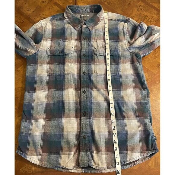 Toad & Co Shirt Men's Size L Blue Plaid Flannel Slim Fit Button Up LS Indigo - Picture 8 of 10